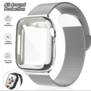Apple Watch Sport Band And Watch Protector Size 38/40mm. Silver Color NWT